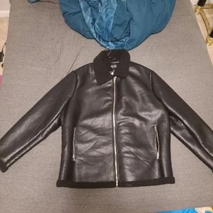Faux Black Leather Jacket by BooHooMAN. Size is 5XL.